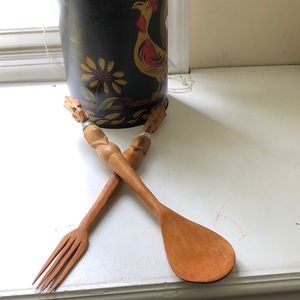 Antique Wooden Handcrafted African salad Utensils